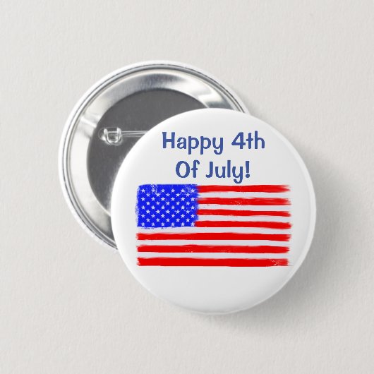 "Happy 4th of Juli" Amerikaanse vlag Button (Voorkant /achterkant)