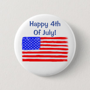 "Happy 4th of Juli" Amerikaanse vlag Button
