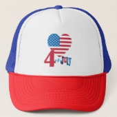 Happy 4th of Juli Amerikaanse Vlag Heart Pattern Trucker Pet (Voorkant)