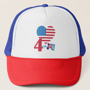 Happy 4th of Juli Amerikaanse Vlag Heart Pattern Trucker Pet
