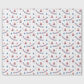 Happy 4th of Juli Cute Party Pattern Cadeaupapier (Vlak)