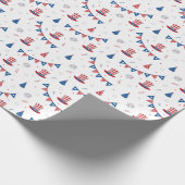 Happy 4th of Juli Cute Party Pattern Cadeaupapier (Hoek)