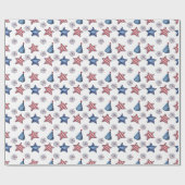 Happy 4th of Juli Cute Party Pattern Cadeaupapier (Vlak)