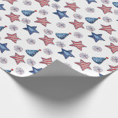 Happy 4th of Juli Cute Party Pattern Cadeaupapier (Hoek)