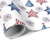Happy 4th of Juli Cute Party Pattern Cadeaupapier (Rol Hoek)