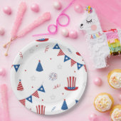 Happy 4th of Juli Cute Party Pattern Papieren Bordje (Feest)