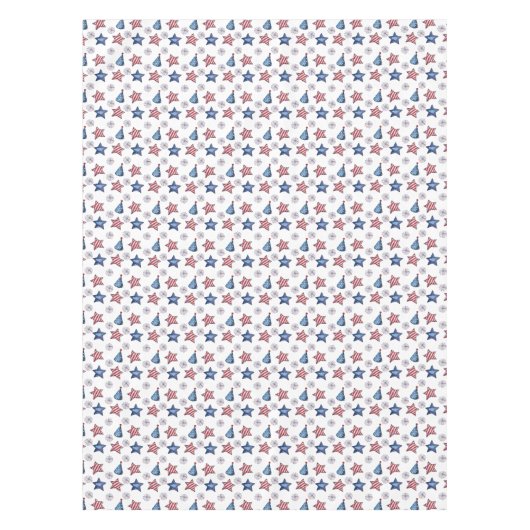 Happy 4th of Juli Cute Party Pattern Tablecloth Tafelkleed (Voorkant)