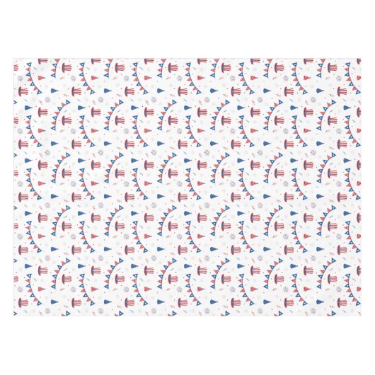 Happy 4th of Juli Cute Party Pattern Tafelkleed (Voorkant (Horizontaal))