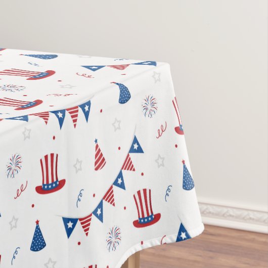 Happy 4th of Juli Cute Party Pattern Tafelkleed (Voorbeeld)