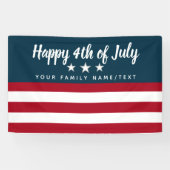 Happy 4th of Juli Patriotic Personalized Spandoek (Horizontaal)