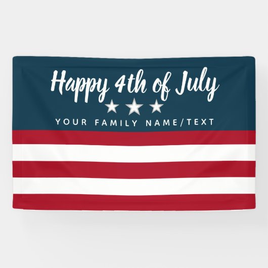 Happy 4th of Juli Patriotic Personalized Spandoek (Horizontaal)