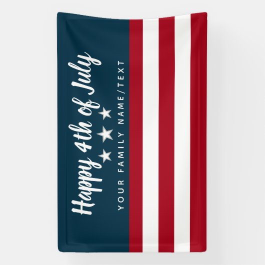 Happy 4th of Juli Patriotic Personalized Spandoek (Verticaal)