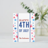 Happy 4th of Juli Patriotic Red Blue Stars America Briefkaart (Staand voorkant)
