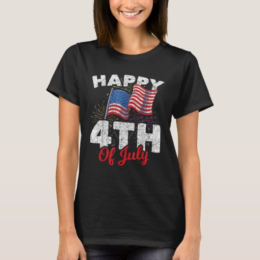 Happy 4th of Juli Patriottic American USA Flag 4th T-shirt (Voorkant)
