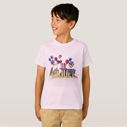 Happy 4th of Juli Verenigde Staten T-shirt (Voorkant volledig)