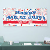 Happy 4th of Juli vuurwerk de banner van de partij (Beurs)