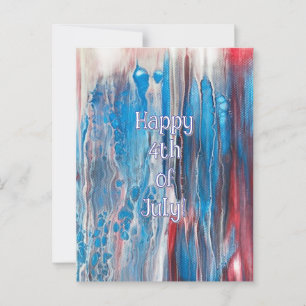Happy 4th of July Abstract Rood Wit Blauw Briefkaa Briefkaart
