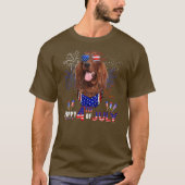 Happy 4th Of July American Flag Irish Setter T-shirt (Voorkant)