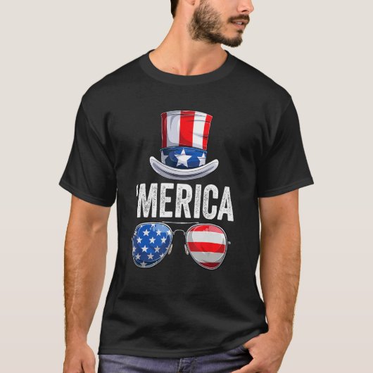 Happy 4th Of July American Patriotic US Flag Meric T-shirt (Voorkant)