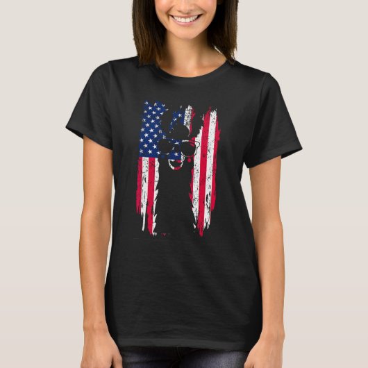 Happy 4th Of July American USA Flag Llama Alpaca S T-shirt (Voorkant)