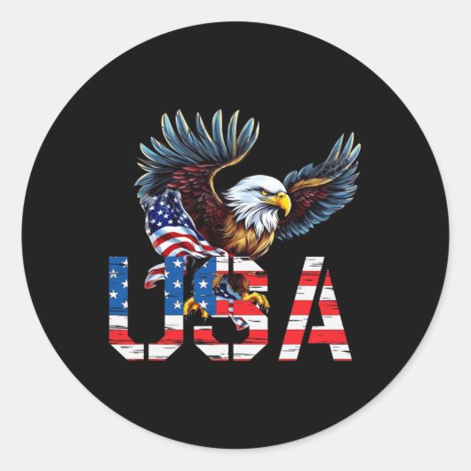 Happy 4th of July Amerika Vlag Patriottische Adela Ronde Sticker (Voorkant)