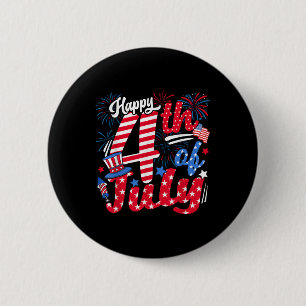 Happy 4th of July Amerikaanse vlag Amerikaanse 4th Ronde Button 5,7 Cm