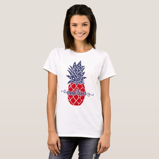 Happy 4th of July Ananas America T-shirt T-shirt (Voorkant volledig)