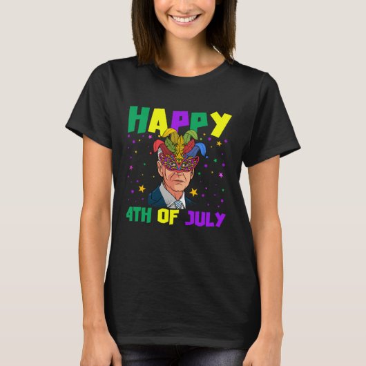 Happy 4th Of July Baiden With Mardi Gras Costume T-shirt (Voorkant)
