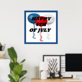 "HAPPY 4TH OF JULY" BALLOONS POSTER (Thuiskantoor)