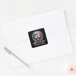 Happy 4th of July beroemd gemaakt door Funny Patri Vierkante Sticker