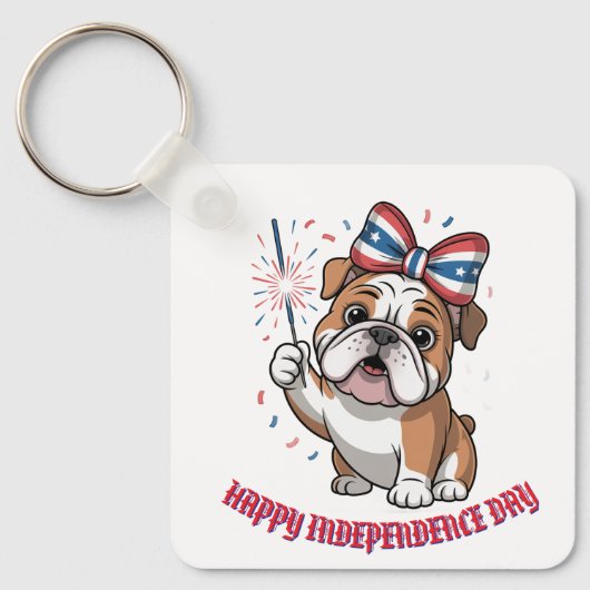 Happy 4th of July beroemd gemaakt door Patriotic B Sleutelhanger (Voorkant)