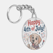 Happy 4th of July beroemd gemaakt door Schattig Do Sleutelhanger (Voorkant Links)
