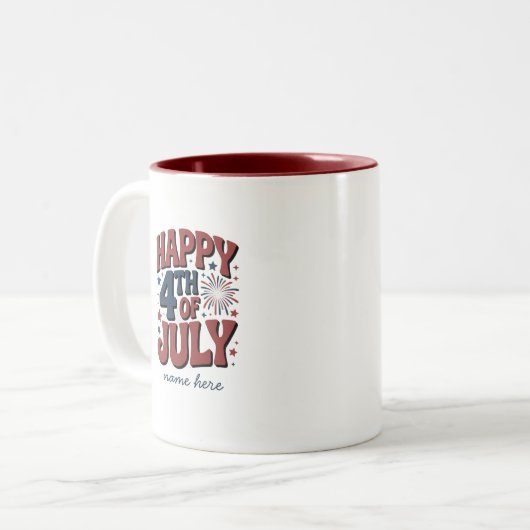 Happy 4th of July Bold Patriotic Coffee Mok (Voorkant links)