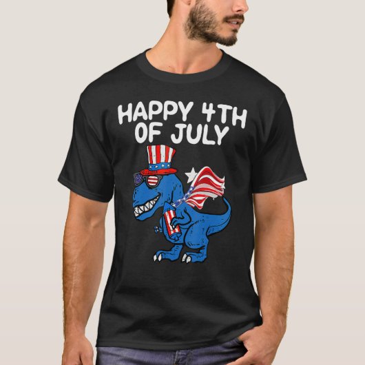 Happy 4th Of July Boys Toddler Trex Dinosaur Ameri T-shirt (Voorkant)