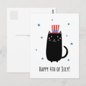 Happy 4th of July briefkaart met leuke, zwarte kat (Voorkant / Achterkant)