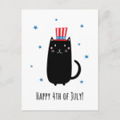 Happy 4th of July briefkaart met leuke, zwarte kat (Voorkant)