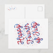 Happy 4th of July Briefkaart (Rood/Blauw Gradiënt) (Voorkant / Achterkant)