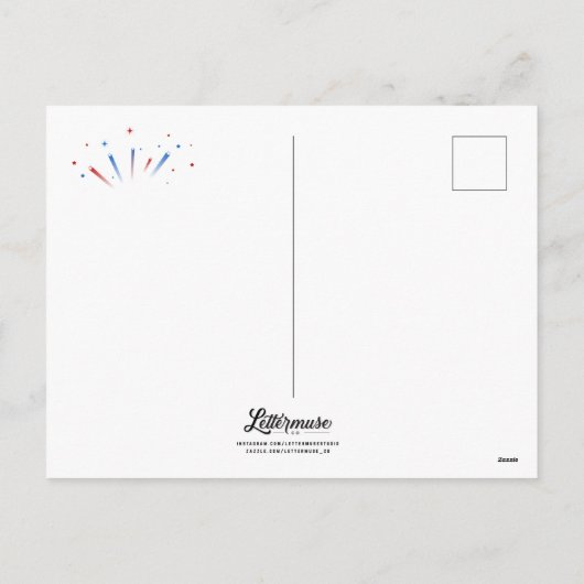 Happy 4th of July Briefkaart (Rood/Blauw Gradiënt) (Achterkant)