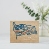 Happy 4th of July Burlap Flag Briefkaart (Staand voorkant)