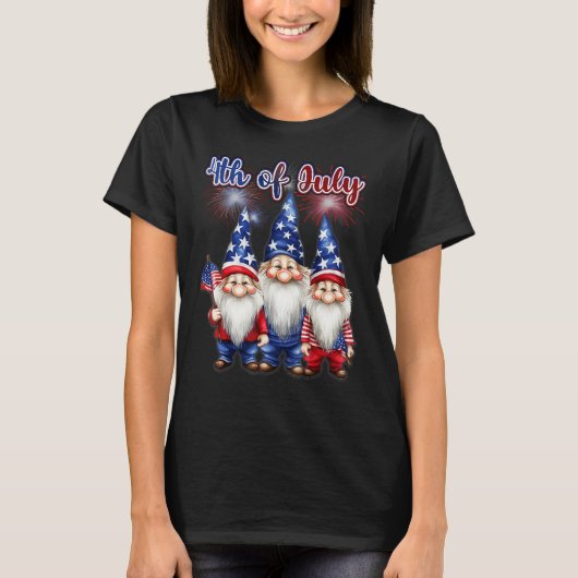 Happy 4th of July Celebrate with Gnome T-shirt (Voorkant)