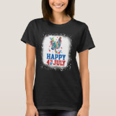 Happy 4th Of July Chicken Farmer Flower Bleached W T-shirt (Voorkant)