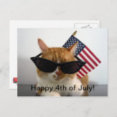 Happy 4th of July Cool Cat met Vlag Briefkaart (Voorkant / Achterkant)