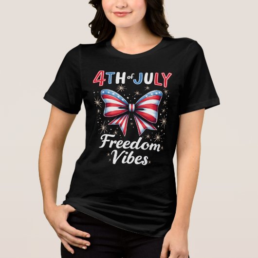 Happy 4th of July Coquette Bow Fourth of July Tri-Blend Shirt (Voorkant)