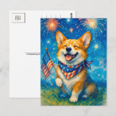 Happy 4th of July Corgi Welsh Corgi Queen Briefkaa Briefkaart (Voorkant / Achterkant)
