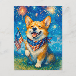 Happy 4th of July Corgi Welsh Corgi Queen Briefkaa Briefkaart
