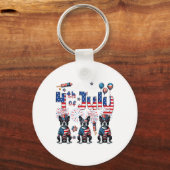 Happy 4th of July Drie Schattigee Boston Terriers Sleutelhanger (Voorkant)