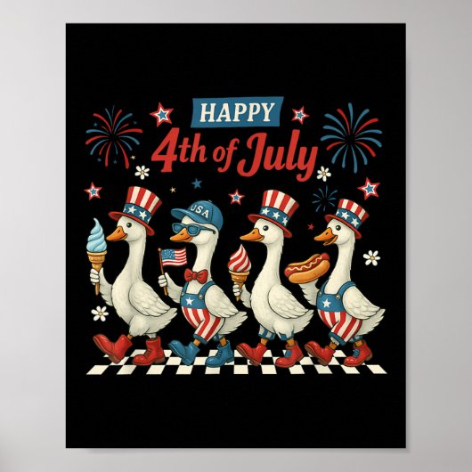 Happy 4th of July Ducks Onafhankelijkheidsdag Amer Poster (Voorkant)