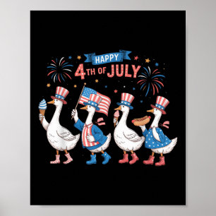 Happy 4th of July Ducks Onafhankelijkheidsdag Amer Poster