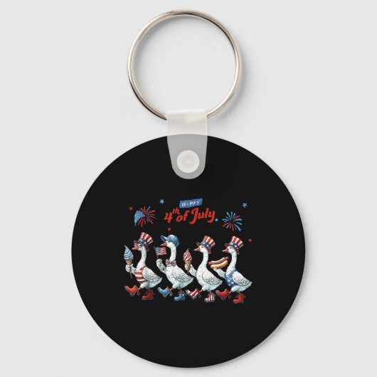 Happy 4th of July Ducks Onafhankelijkheidsdag Amer Sleutelhanger (Voorkant)