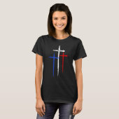 Happy 4th Of July   Flag Patriotic Cross Christian T-shirt (Voorkant volledig)